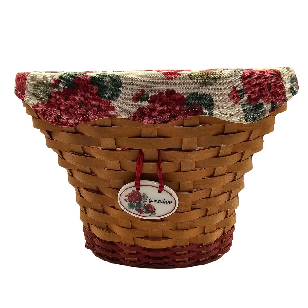 Longaberger 2002 May Series Geranium Basket Set & Tie-On Made in USA Retired